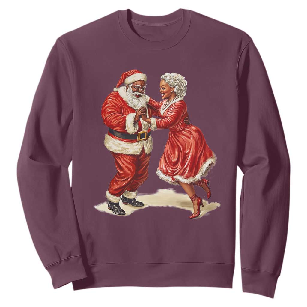 African American Christmas Black Santa Mr Mrs Claus Dancing Sweatshirt TS09