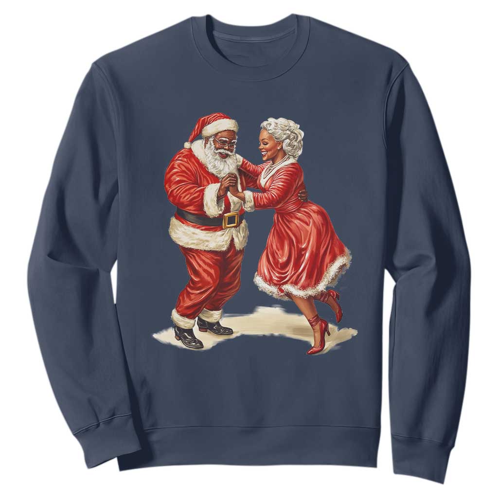 African American Christmas Black Santa Mr Mrs Claus Dancing Sweatshirt TS09