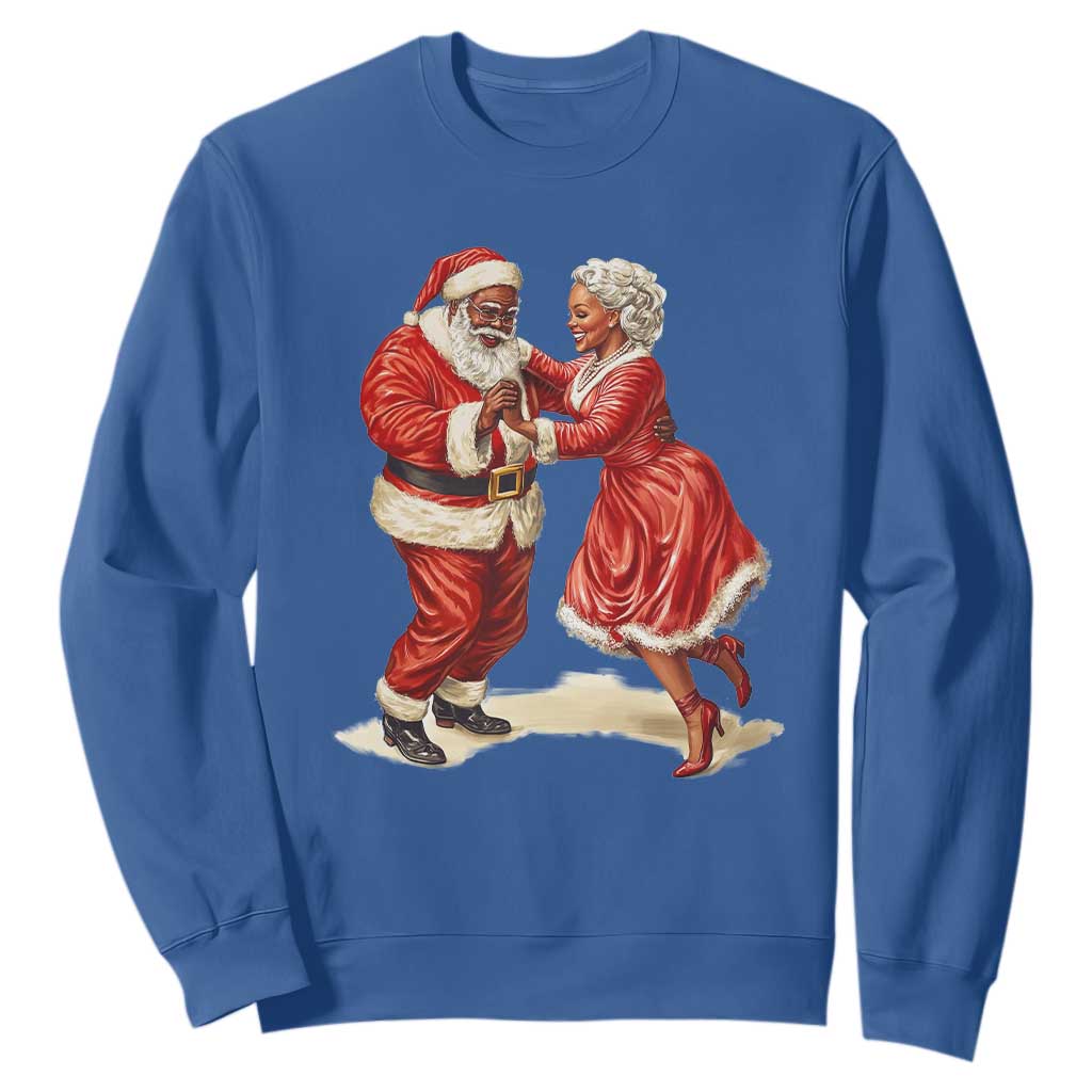 African American Christmas Black Santa Mr Mrs Claus Dancing Sweatshirt TS09