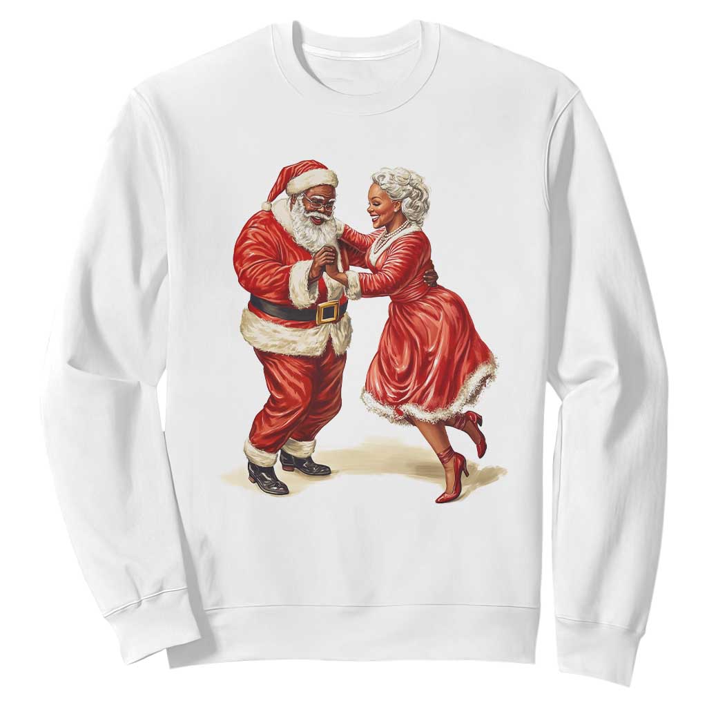 African American Christmas Black Santa Mr Mrs Claus Dancing Sweatshirt TS09