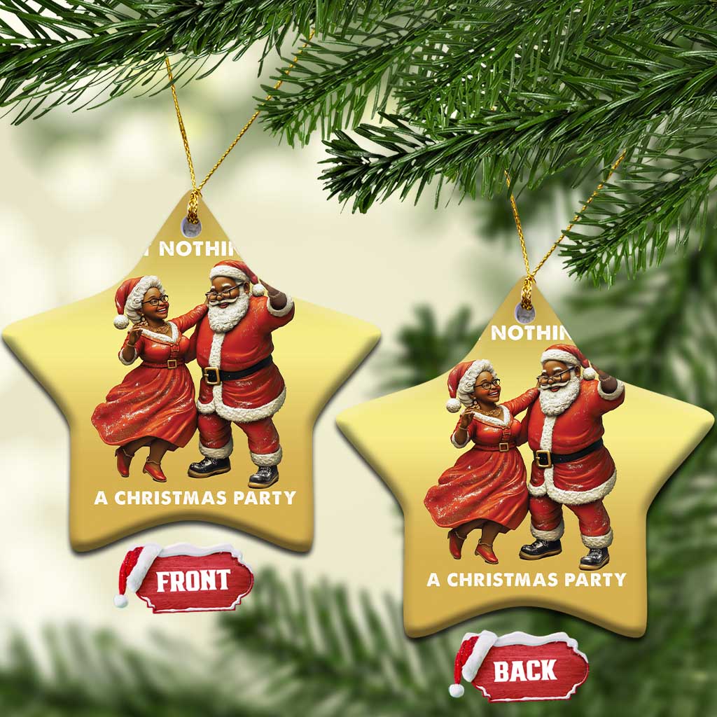 African American Xmas Christmas Ornament Ain't Nothin' But A Christmas Party Mr Mrs Claus Dancing TS09