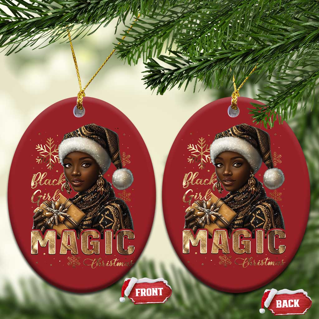 Xmas Melanin Black Girl Magic Christmas Ornament TS09