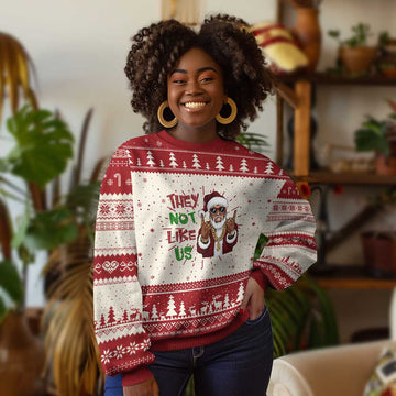 Funny Black Santa Xmas Hiphop Ugly Christmas Sweater They Not Like Us African American Christmas TS09