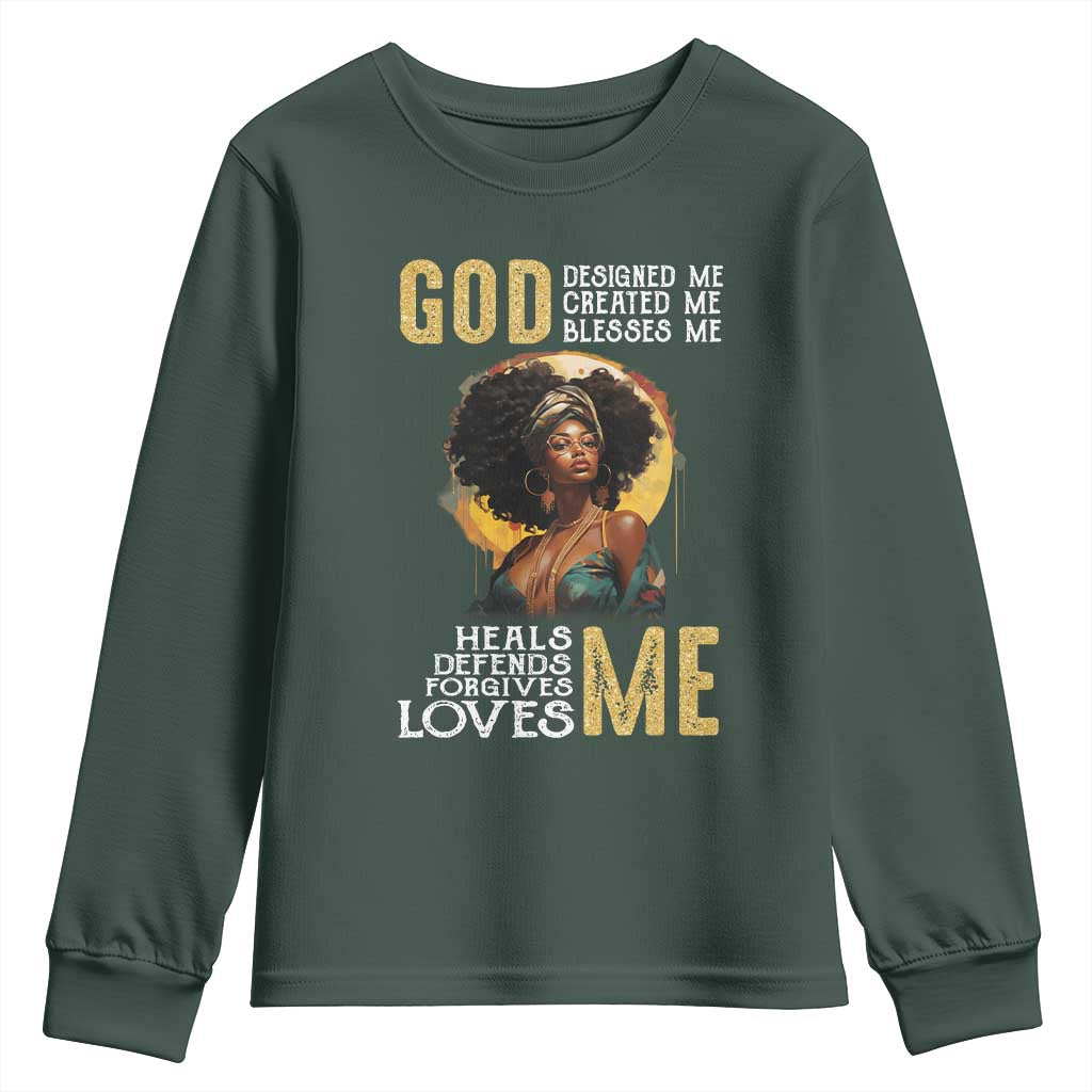 African Women Pride Youth Sweatshirt God Designed Created Blessed Me Black History Month TS09