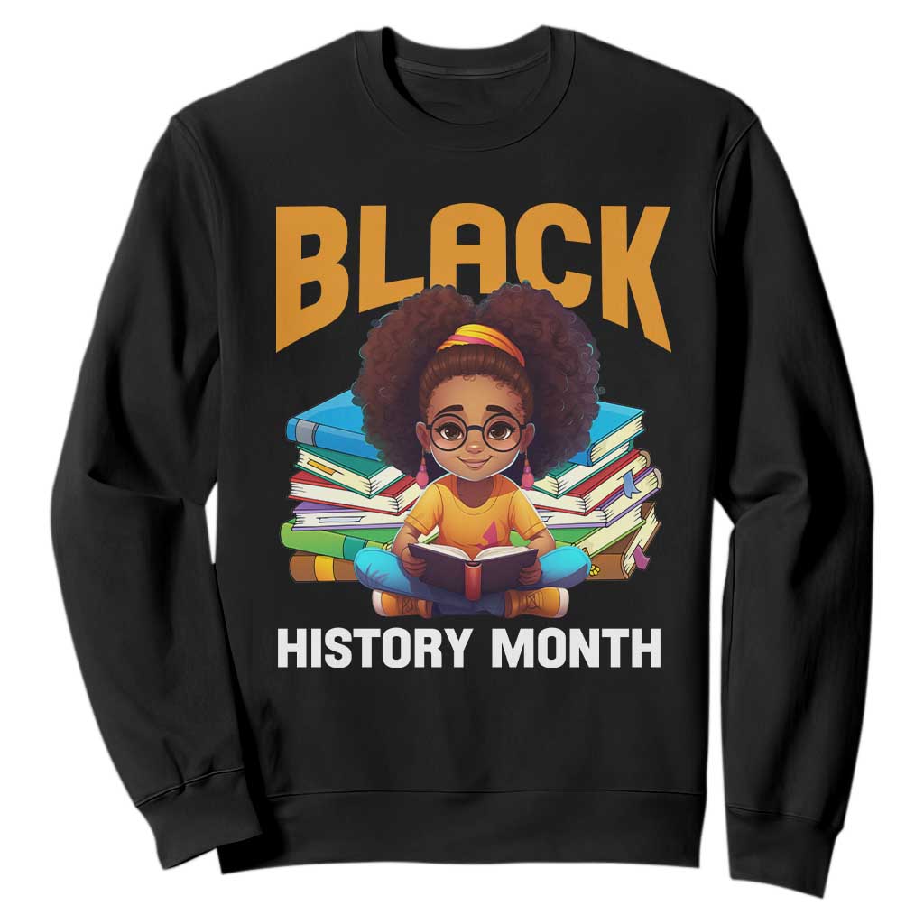 Black History Month Sweatshirt African Girl Reading Book Melanin Pride TS09