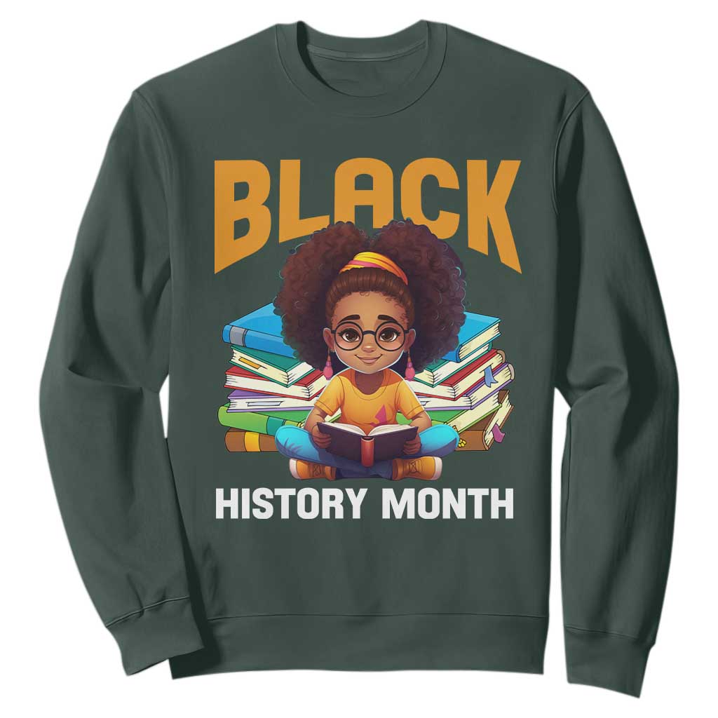 Black History Month Sweatshirt African Girl Reading Book Melanin Pride TS09
