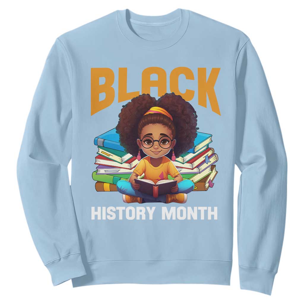Black History Month Sweatshirt African Girl Reading Book Melanin Pride TS09