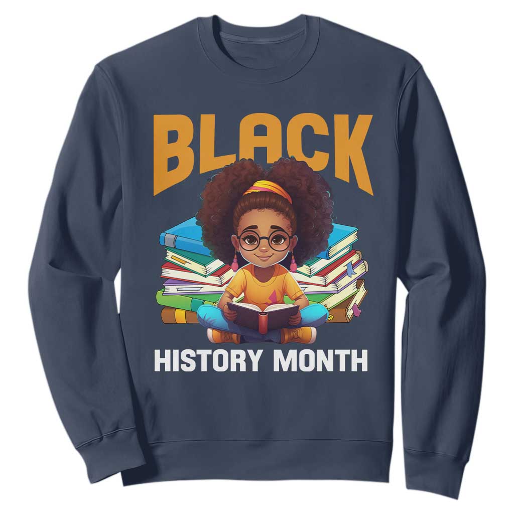 Black History Month Sweatshirt African Girl Reading Book Melanin Pride TS09