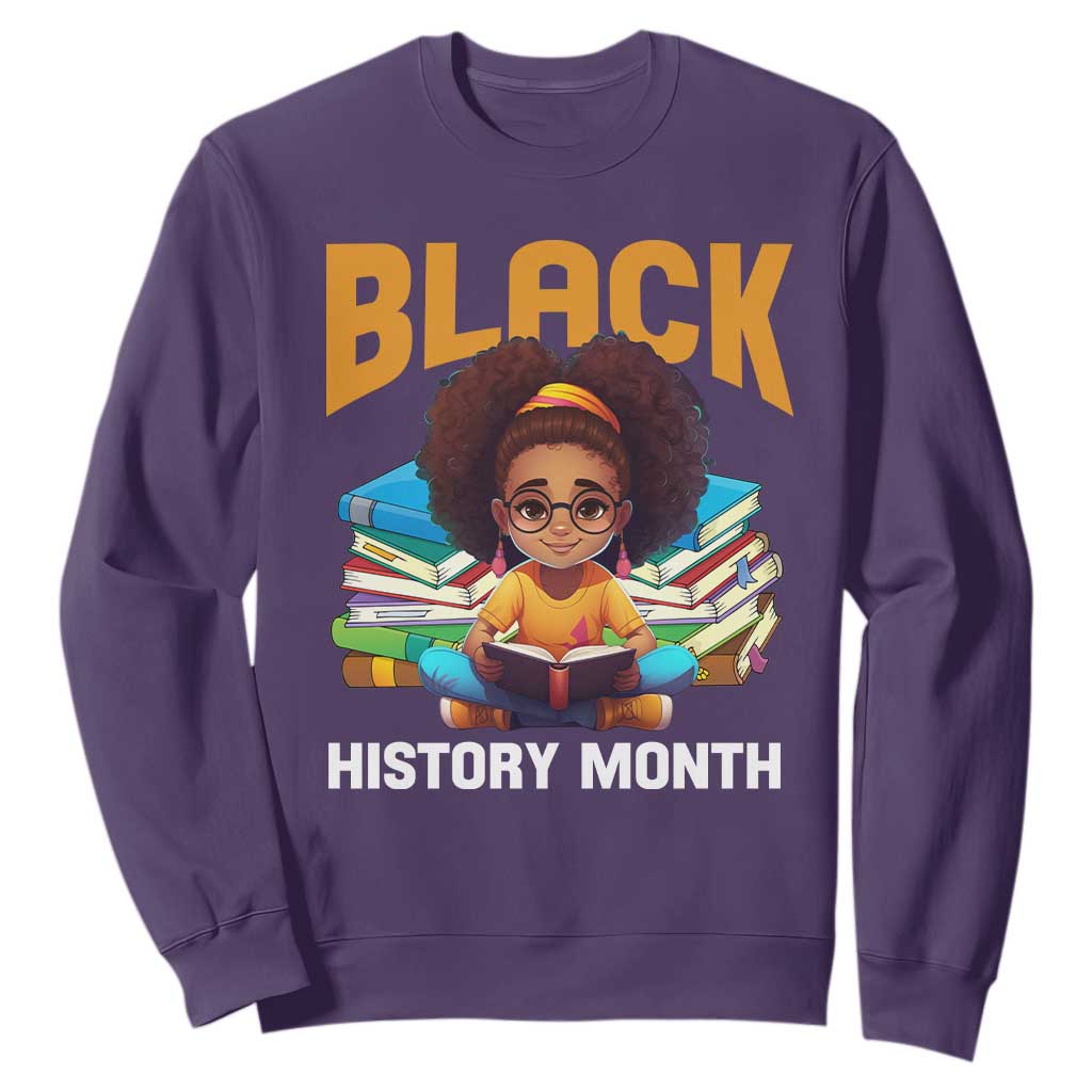Black History Month Sweatshirt African Girl Reading Book Melanin Pride TS09