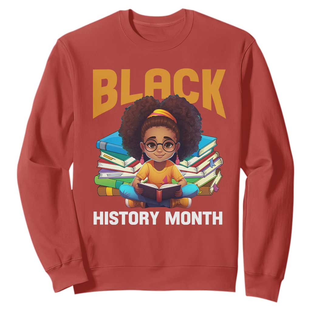 Black History Month Sweatshirt African Girl Reading Book Melanin Pride TS09