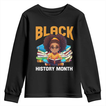 Black History Month Youth Sweatshirt African Girl Reading Book Melanin Pride TS09