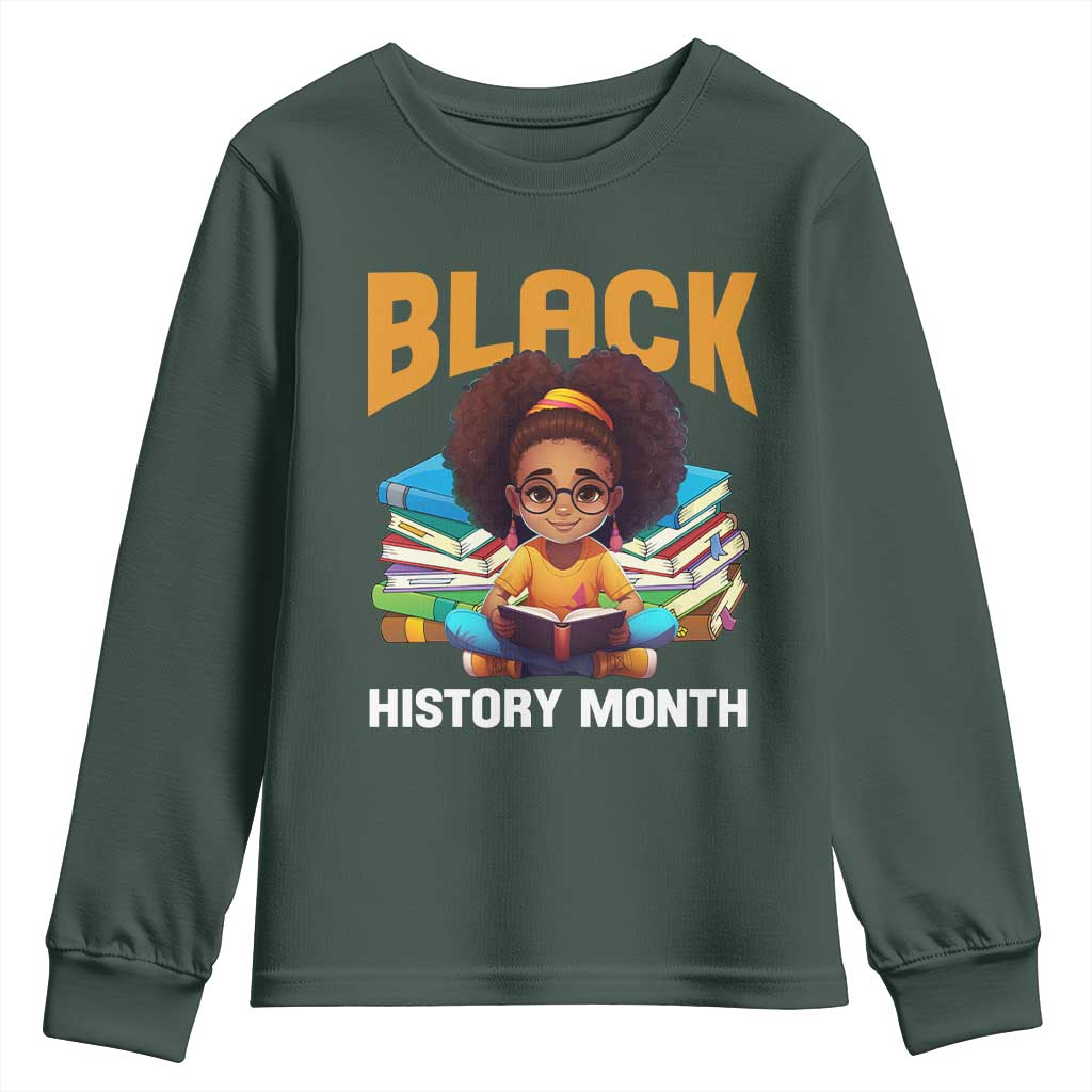 Black History Month Youth Sweatshirt African Girl Reading Book Melanin Pride TS09