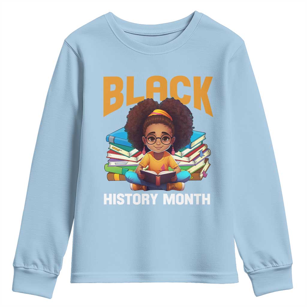 Black History Month Youth Sweatshirt African Girl Reading Book Melanin Pride TS09