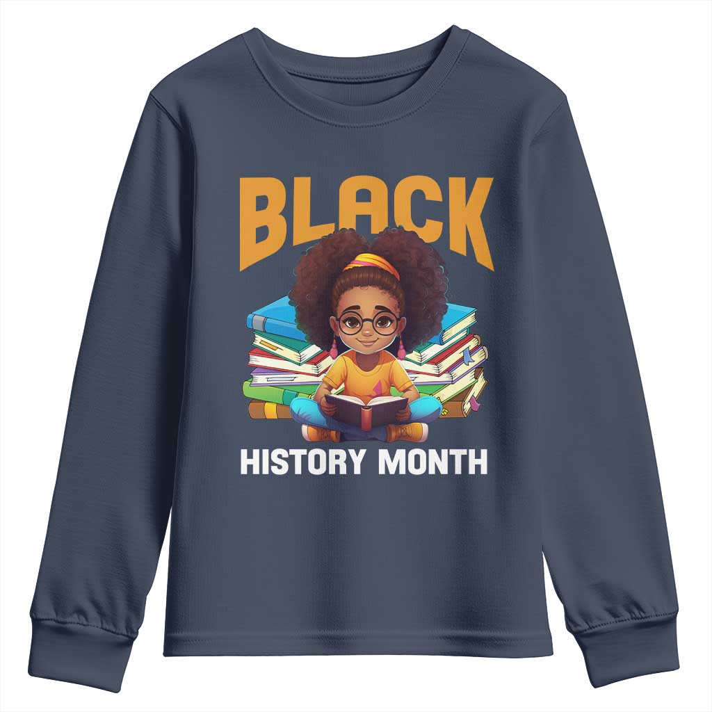 Black History Month Youth Sweatshirt African Girl Reading Book Melanin Pride TS09