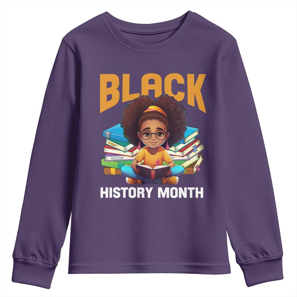 Black History Month Youth Sweatshirt African Girl Reading Book Melanin Pride TS09