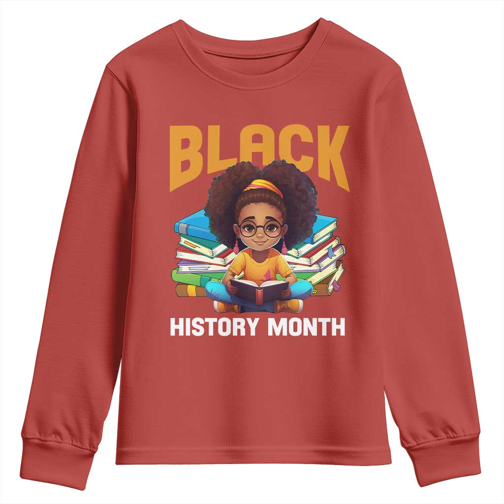 Black History Month Youth Sweatshirt African Girl Reading Book Melanin Pride TS09