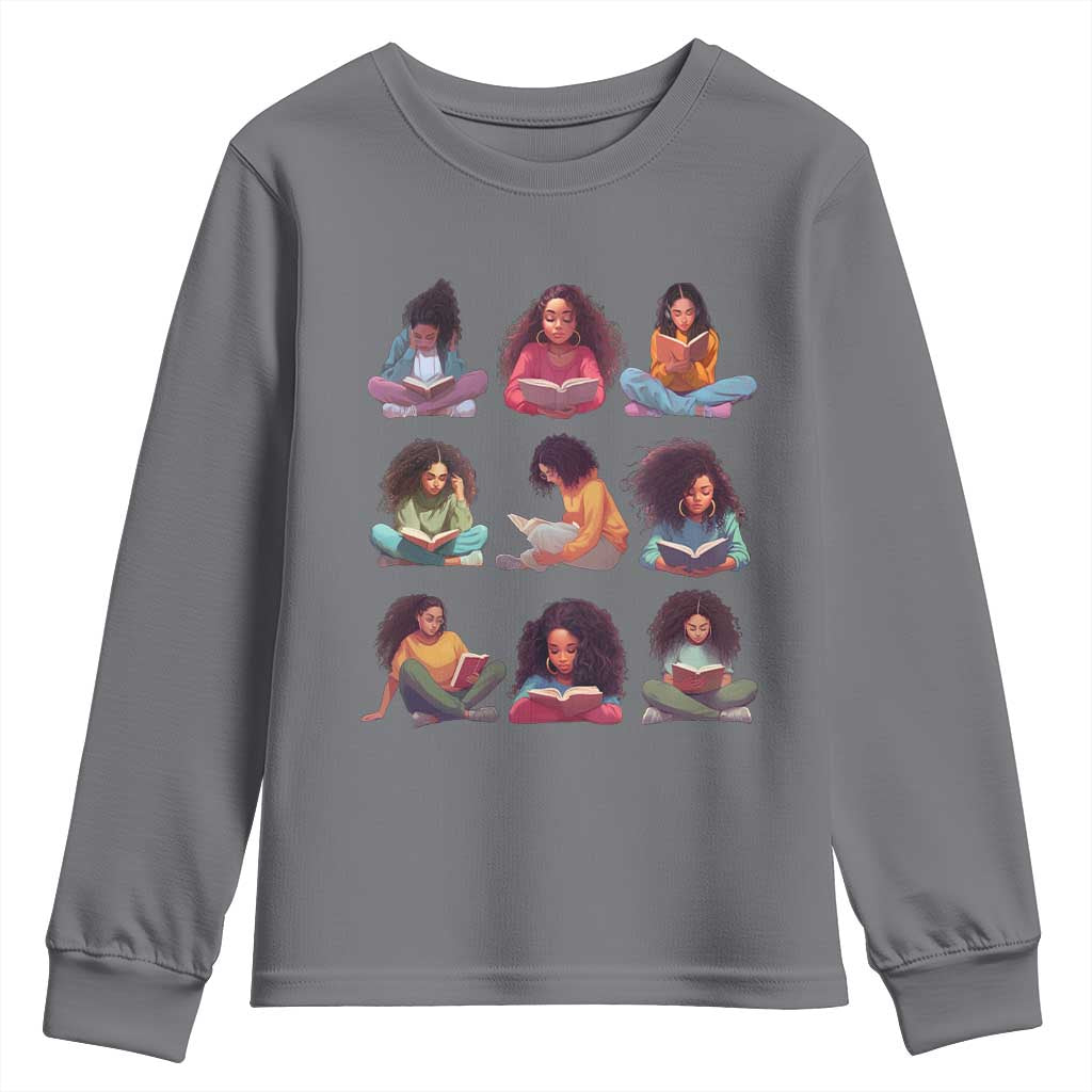 Black History Month Youth Sweatshirt Reading Book African Smart Melanin Women Girls TS09