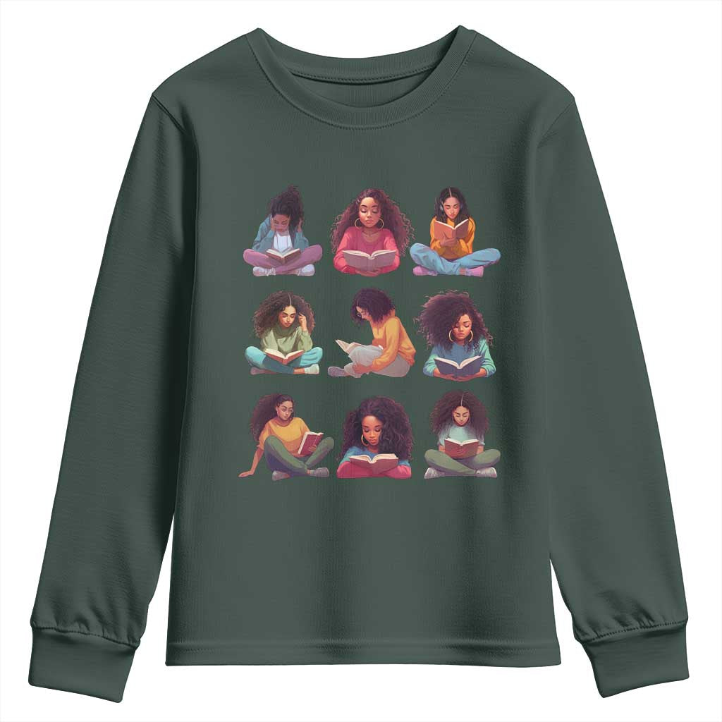 Black History Month Youth Sweatshirt Reading Book African Smart Melanin Women Girls TS09