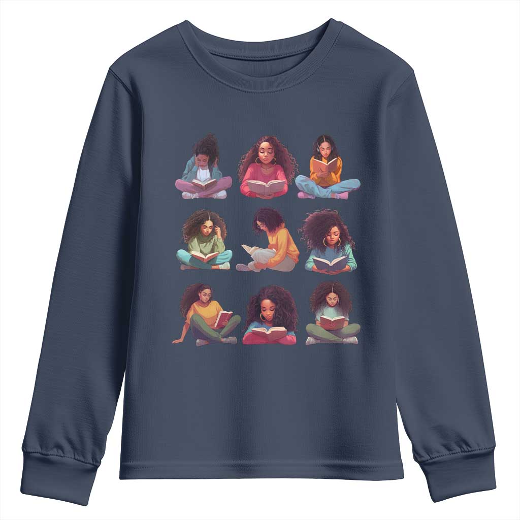 Black History Month Youth Sweatshirt Reading Book African Smart Melanin Women Girls TS09