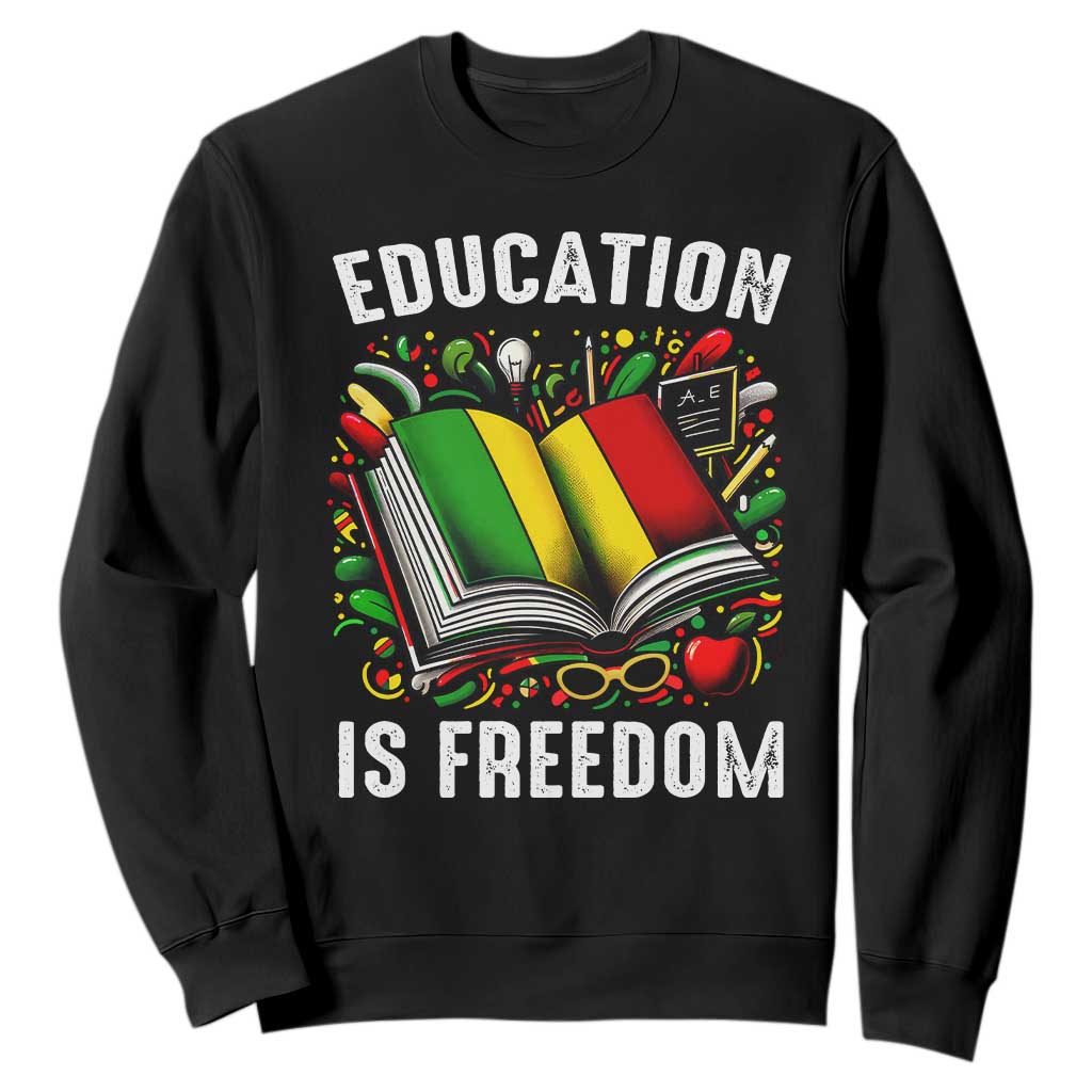 Black Teacher Sweatshirt Education Is Freedom Reading Books Black History Month TS09