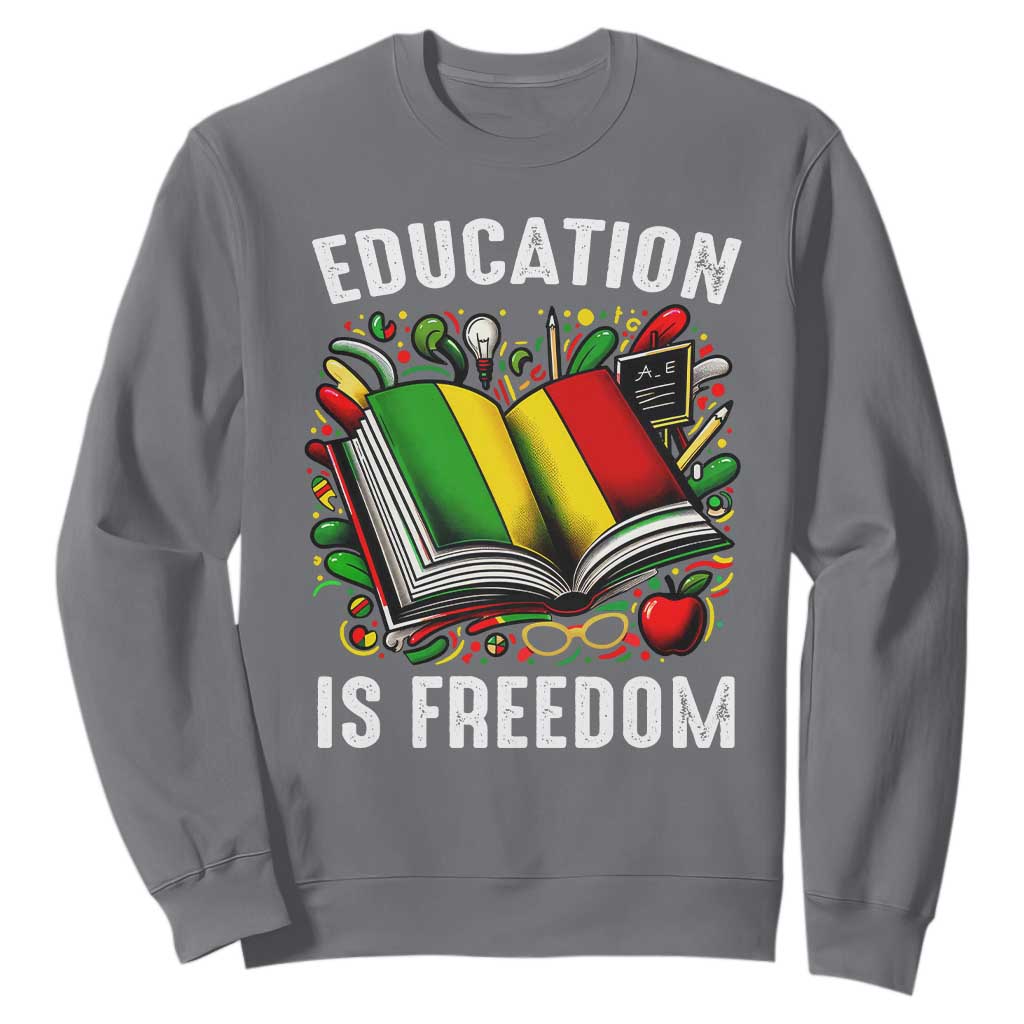 Black Teacher Sweatshirt Education Is Freedom Reading Books Black History Month TS09