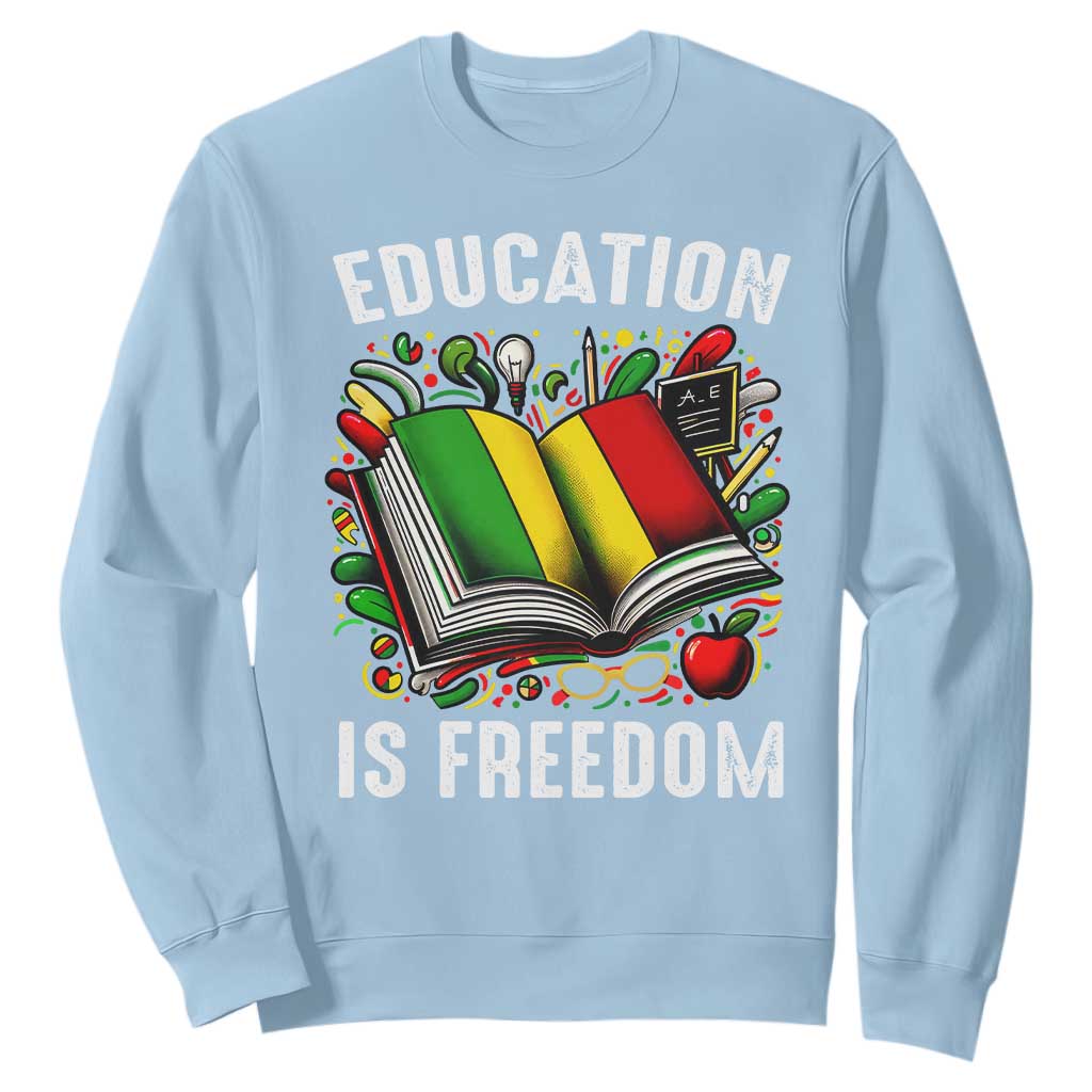 Black Teacher Sweatshirt Education Is Freedom Reading Books Black History Month TS09