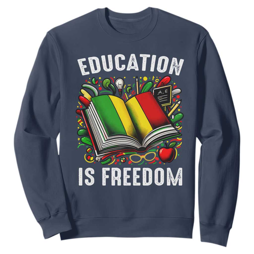 Black Teacher Sweatshirt Education Is Freedom Reading Books Black History Month TS09