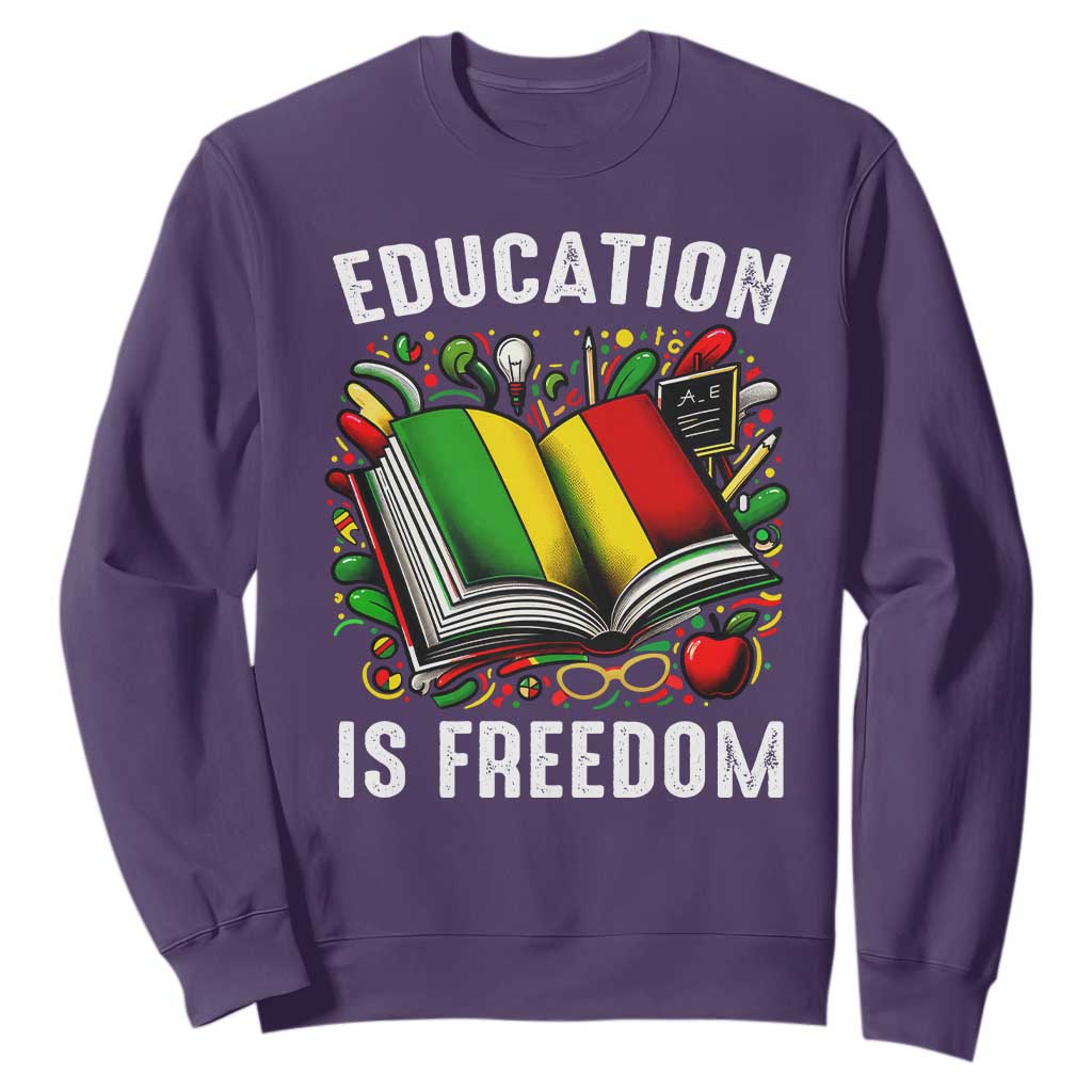 Black Teacher Sweatshirt Education Is Freedom Reading Books Black History Month TS09