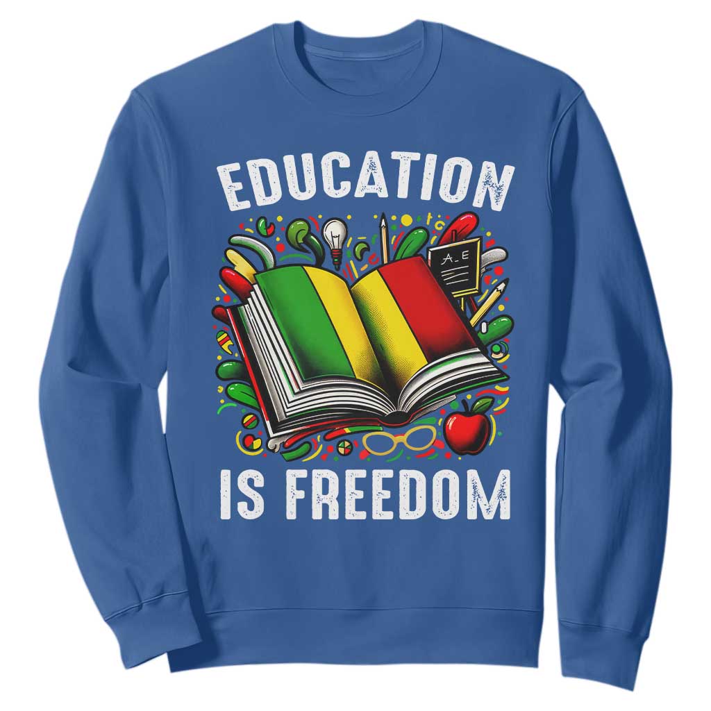 Black Teacher Sweatshirt Education Is Freedom Reading Books Black History Month TS09