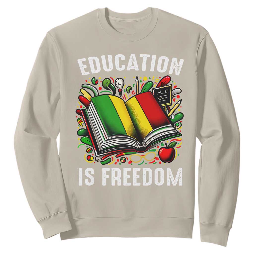 Black Teacher Sweatshirt Education Is Freedom Reading Books Black History Month TS09