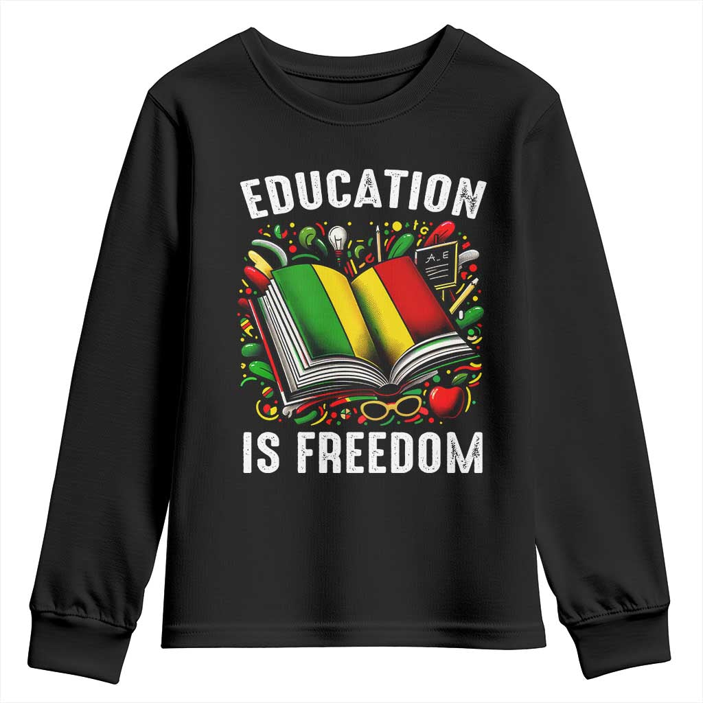 Black Teacher Youth Sweatshirt Education Is Freedom Reading Books Black History Month TS09
