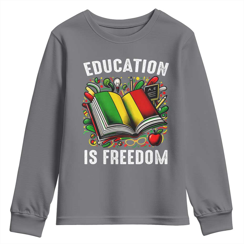 Black Teacher Youth Sweatshirt Education Is Freedom Reading Books Black History Month TS09