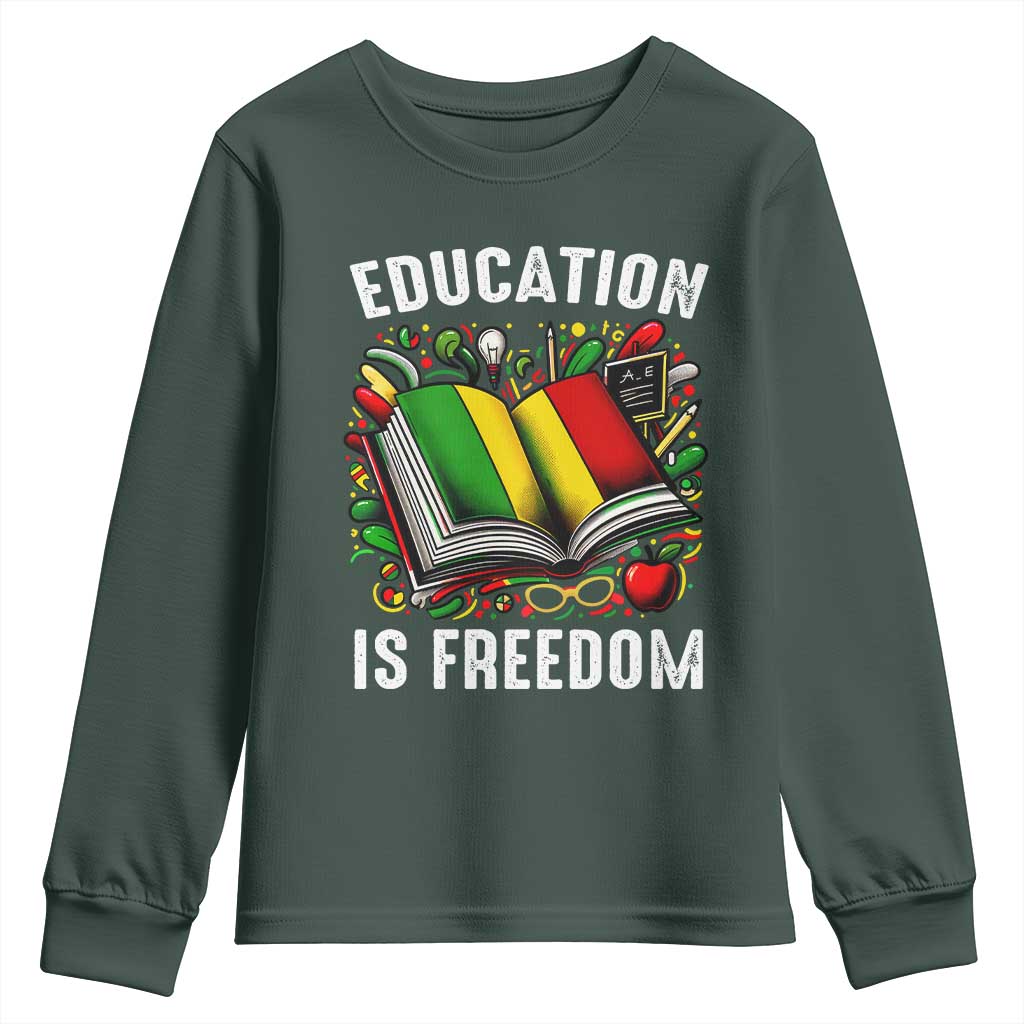 Black Teacher Youth Sweatshirt Education Is Freedom Reading Books Black History Month TS09
