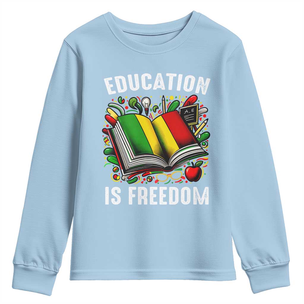 Black Teacher Youth Sweatshirt Education Is Freedom Reading Books Black History Month TS09