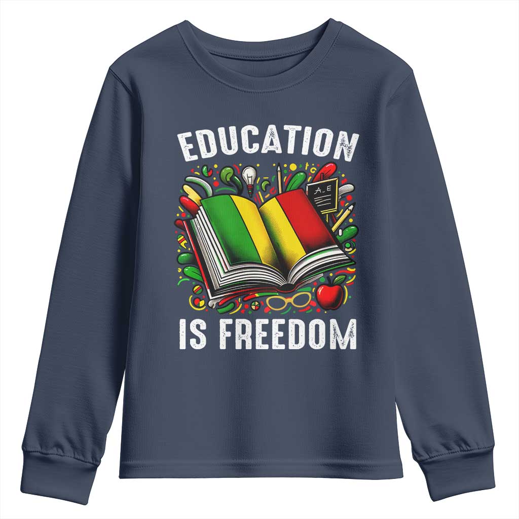 Black Teacher Youth Sweatshirt Education Is Freedom Reading Books Black History Month TS09