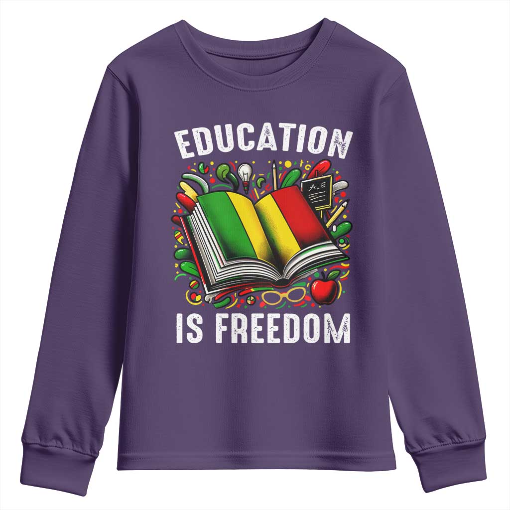 Black Teacher Youth Sweatshirt Education Is Freedom Reading Books Black History Month TS09