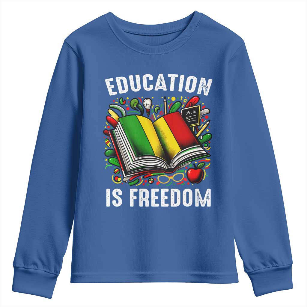 Black Teacher Youth Sweatshirt Education Is Freedom Reading Books Black History Month TS09