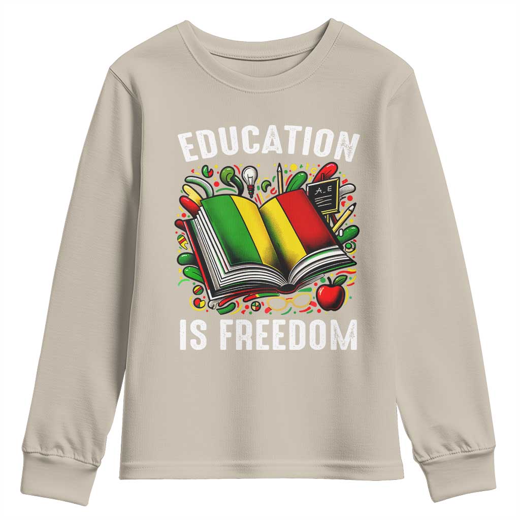 Black Teacher Youth Sweatshirt Education Is Freedom Reading Books Black History Month TS09