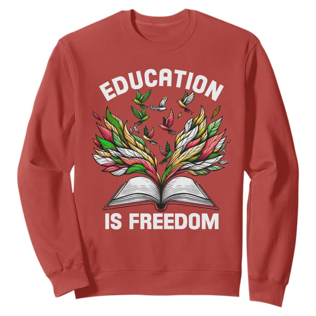 Black Teacher Pride Sweatshirt Education Is Freedom African Americans Black History Month TS09