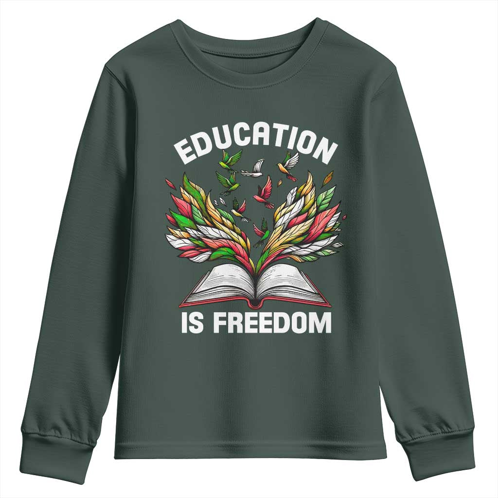 Black Teacher Pride Youth Sweatshirt Education Is Freedom African Americans Black History Month TS09