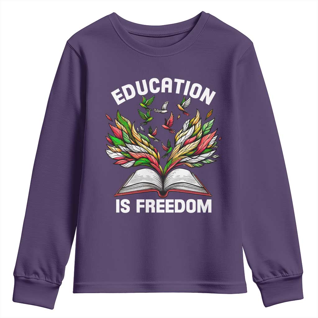 Black Teacher Pride Youth Sweatshirt Education Is Freedom African Americans Black History Month TS09