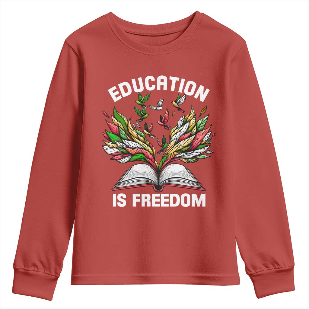 Black Teacher Pride Youth Sweatshirt Education Is Freedom African Americans Black History Month TS09
