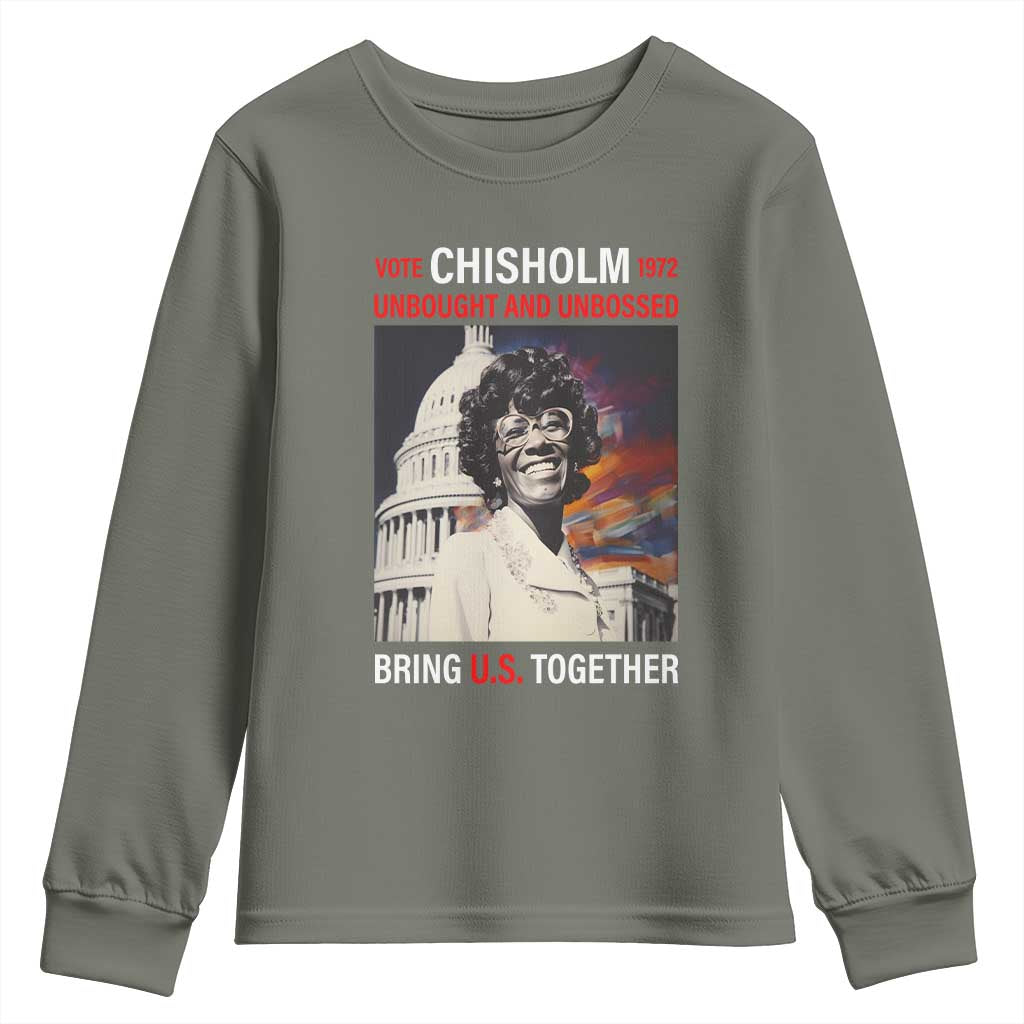 Shirley Chisholm Youth Sweatshirt Unbought And Unbossed Bring U.S. Together BHM Melanin TS09