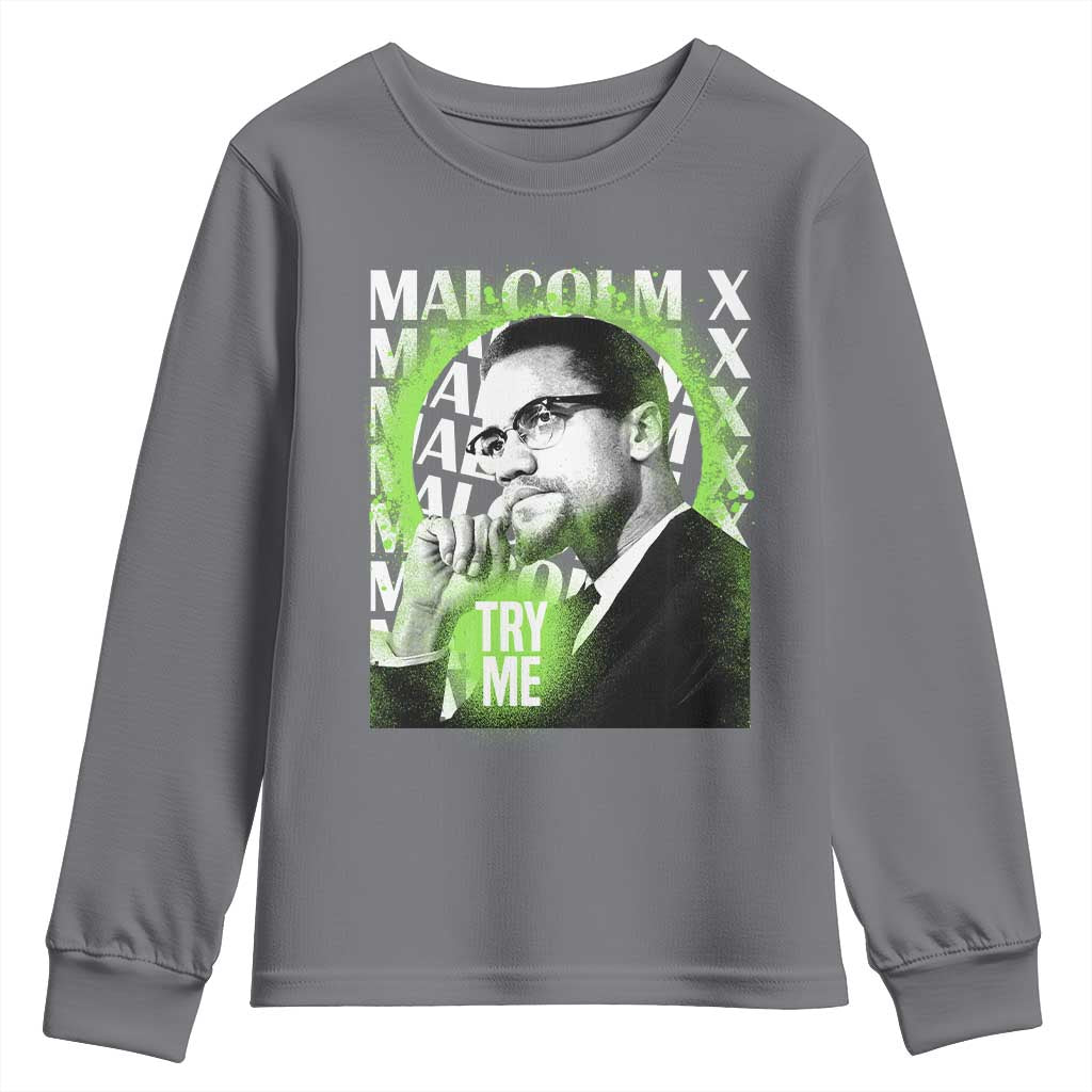 Malcolm X Youth Sweatshirt Try Me Aesthetic Art Black Civil Rights BHM TS09