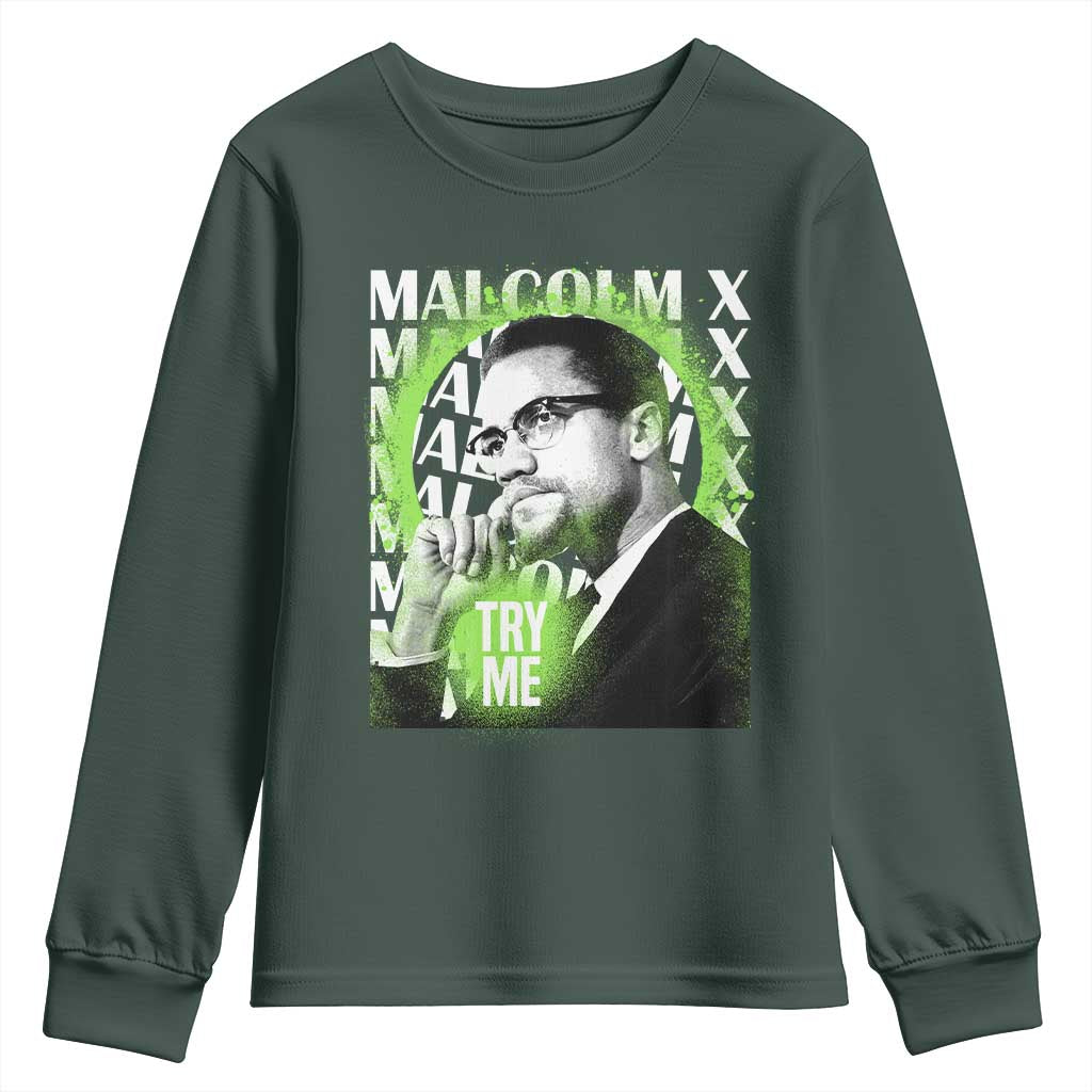 Malcolm X Youth Sweatshirt Try Me Aesthetic Art Black Civil Rights BHM TS09