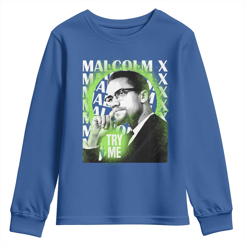 Malcolm X Youth Sweatshirt Try Me Aesthetic Art Black Civil Rights BHM TS09