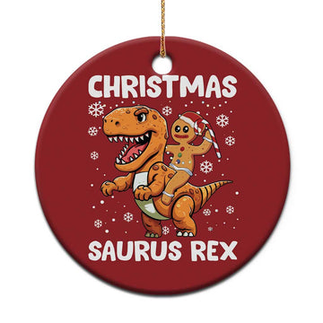 Funny Xmas Christmas Ornament Gingerbread Riding Dinosaur Christmas Saurus Rex TS09
