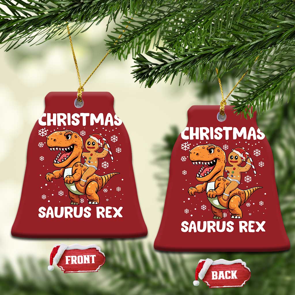 Funny Xmas Christmas Ornament Gingerbread Riding Dinosaur Christmas Saurus Rex TS09