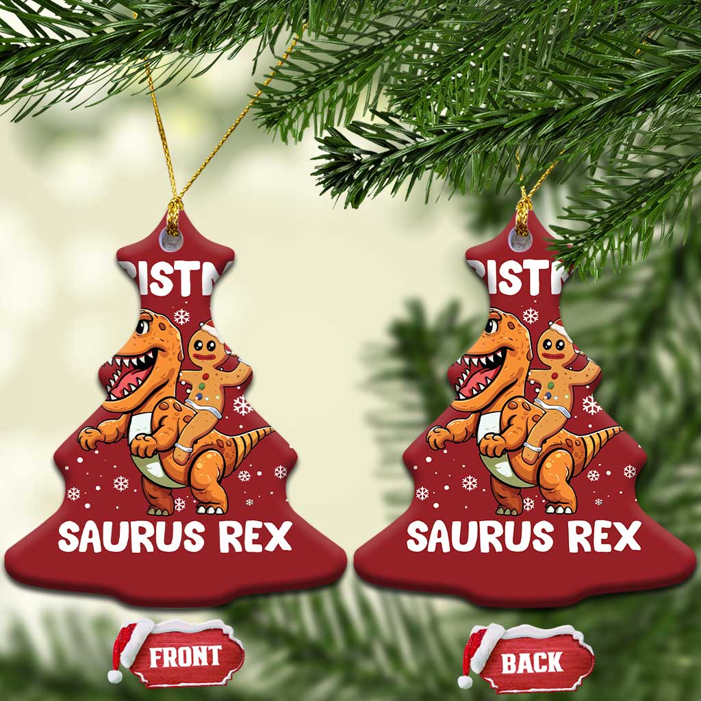 Funny Xmas Christmas Ornament Gingerbread Riding Dinosaur Christmas Saurus Rex TS09