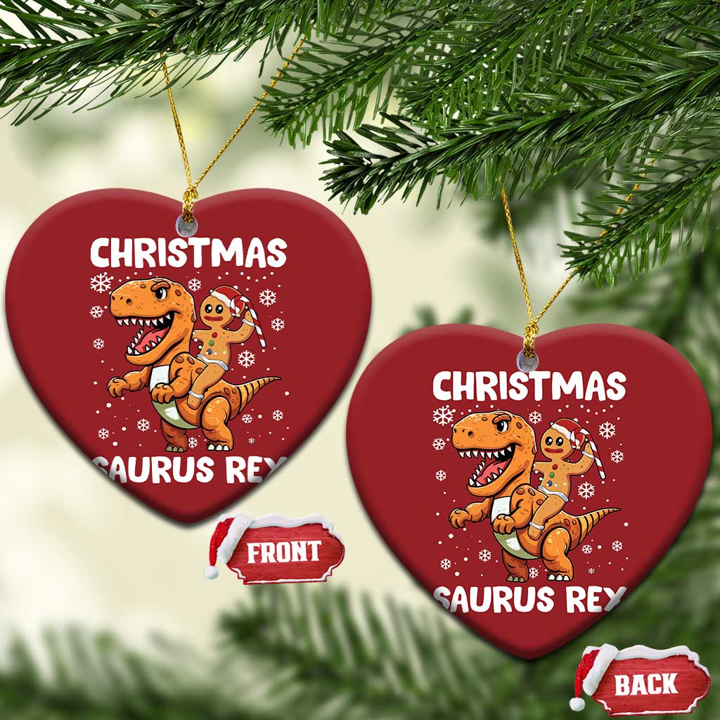 Funny Xmas Christmas Ornament Gingerbread Riding Dinosaur Christmas Saurus Rex TS09